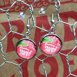 Trader Joe’s earrings 14mm red name tags